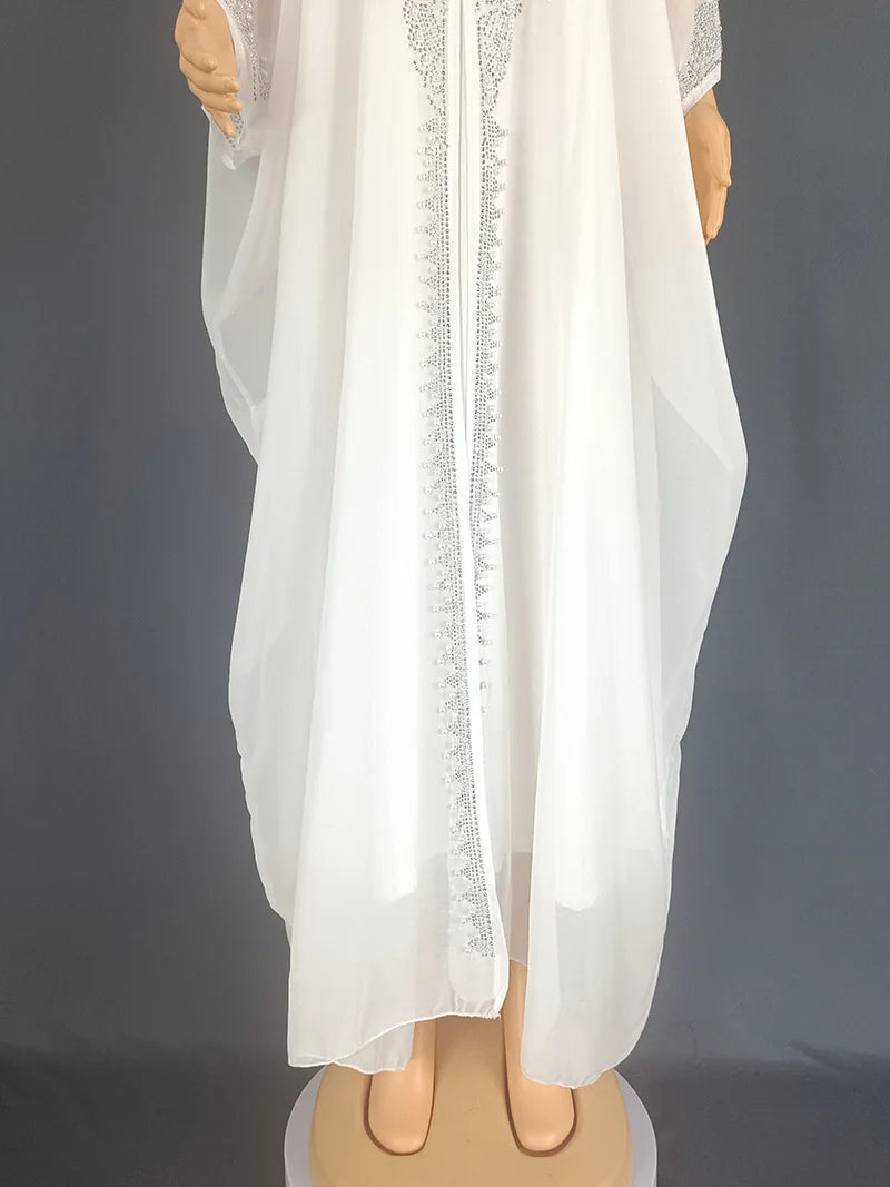 Eid Muslim Dress for Women Hooded Abaya 2 Piece Set Diamond Jalabiya Morocco Party Dresses Dubai Abayas Kaftan Vestido Long Robe